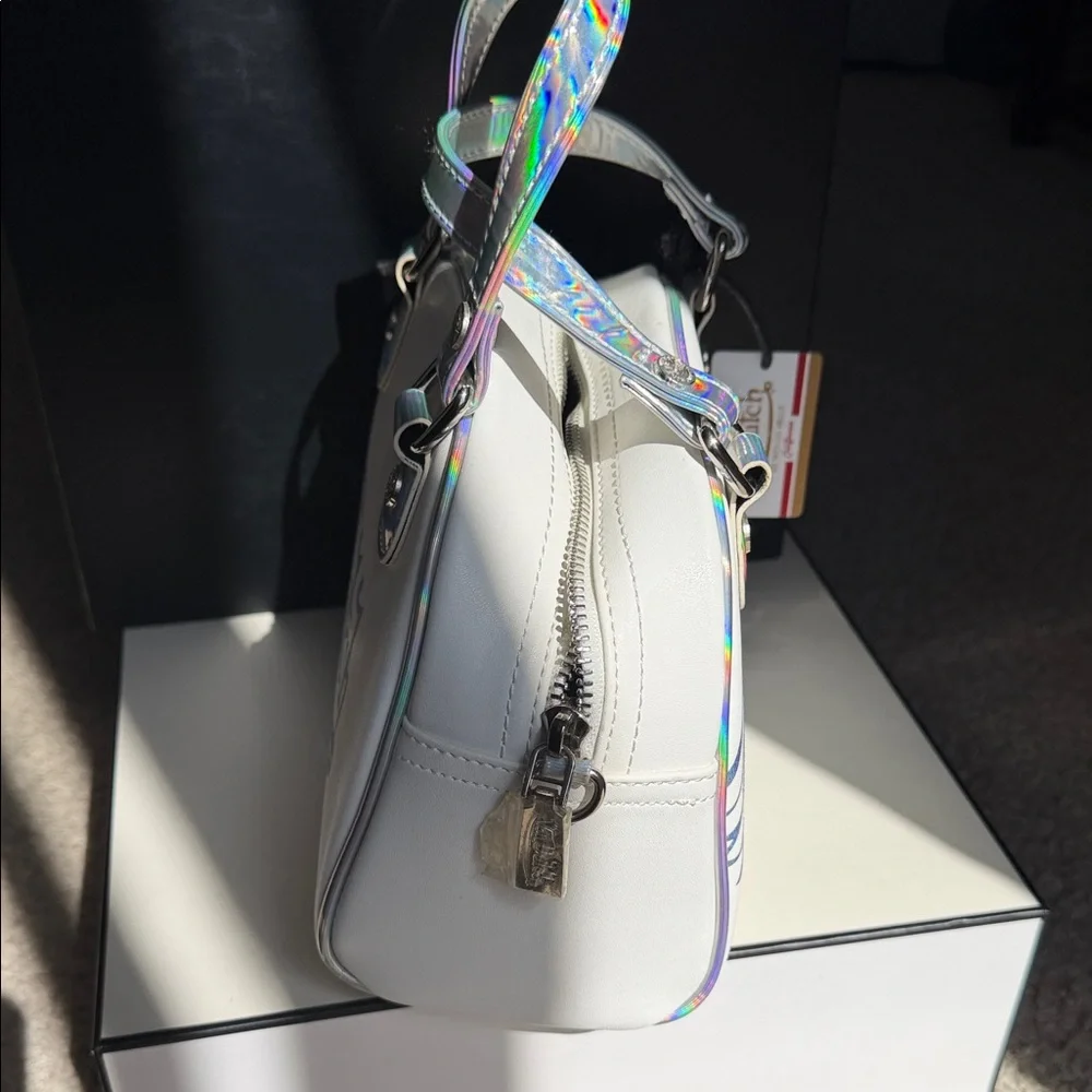 Von Dutch White Mini Dome Bag with Iridescent Handles - Picture 4 of 10